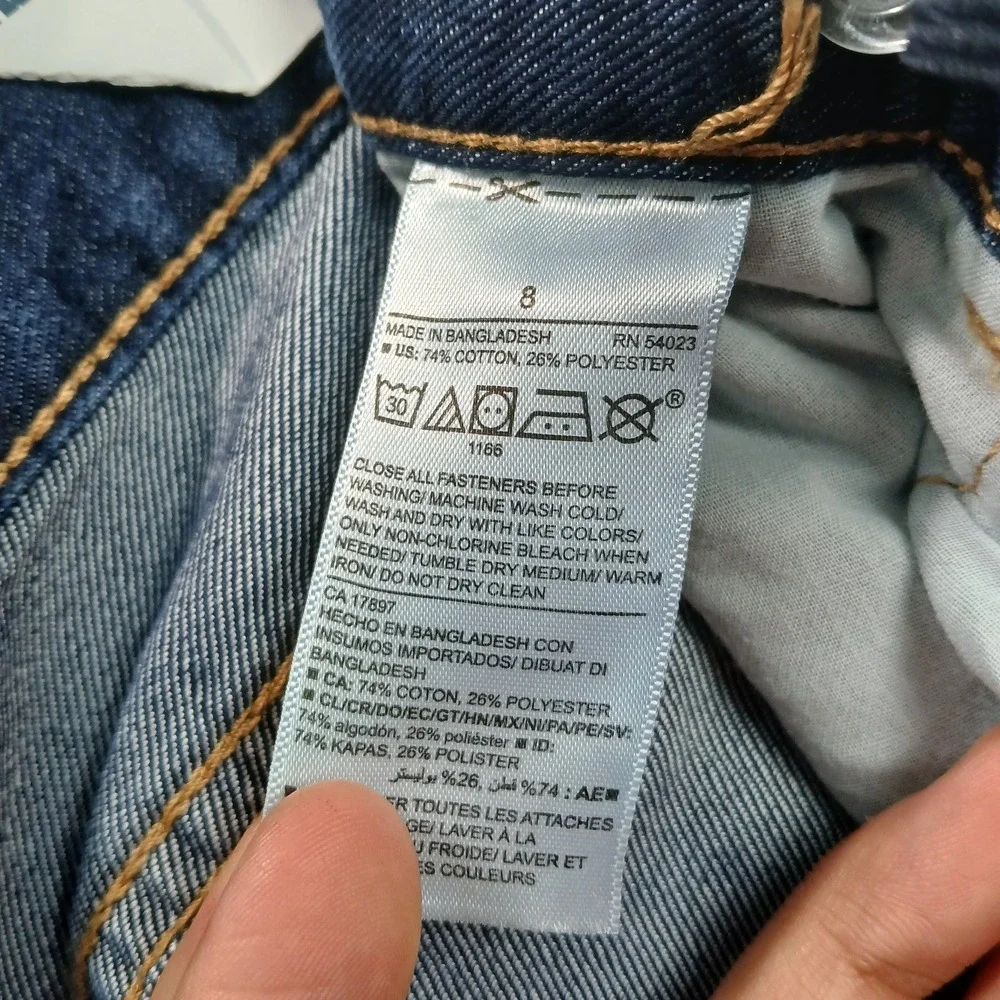Old Navy‎ Skinny Jeans Girls 8 Blue Denim Cotton Whiskers Detail Mid Rise Casual